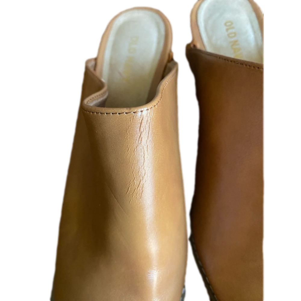 Old Navy Cognac Faux Leather Pointed Toe Mule Clogs, Size 7.5 - Picture 6 of 7